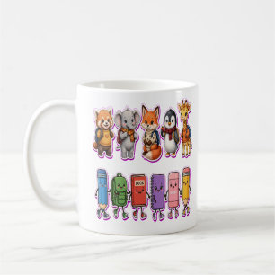Taza De Café Animales lindos PNG para el regreso a la escuela  