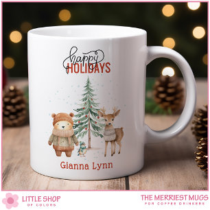 Taza De Café Animales Personalizados del Bosque para Navidad