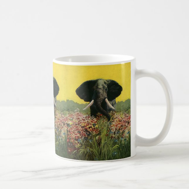 Taza De Café Animales salvajes de época, elefante africano de l (Derecha)