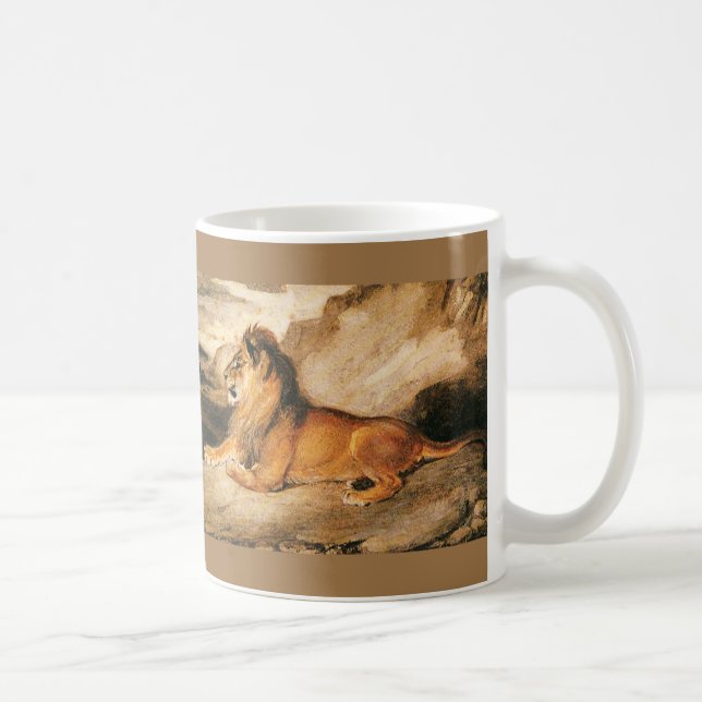 Taza De Café Animales salvajes de época, león africano en la sa (Derecha)