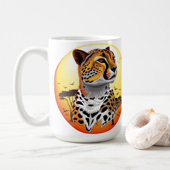 Taza De Café Animales salvajes de la costa africana Cheetah (Con donut)