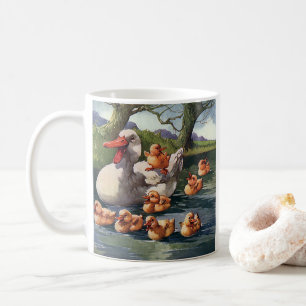 Taza De Café Animales Silvestres Aves Antiguas, Patitos Familia