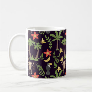 Taza De Café Animales tropicales de mono y macao sin costura