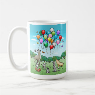 Taza De Café Animales Ven los Globos Coloridos