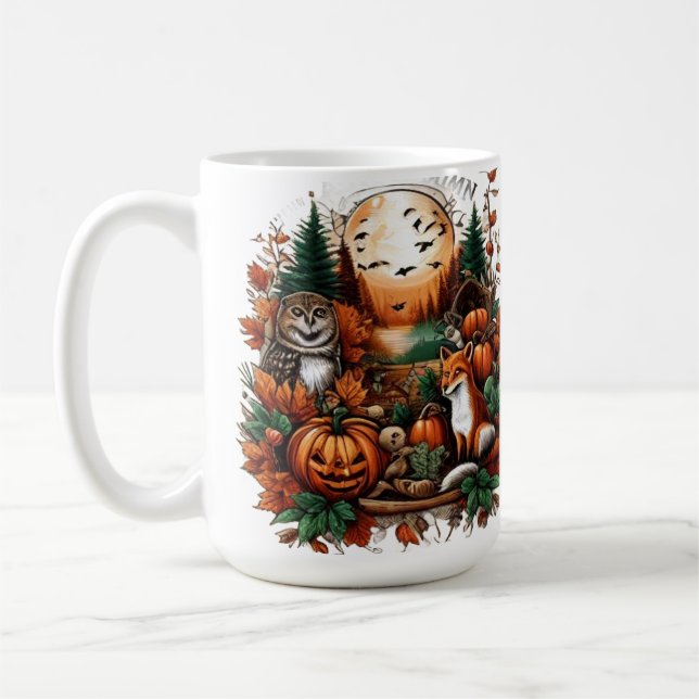 Taza De Café Animales y calabazas otoñales (Izquierda)