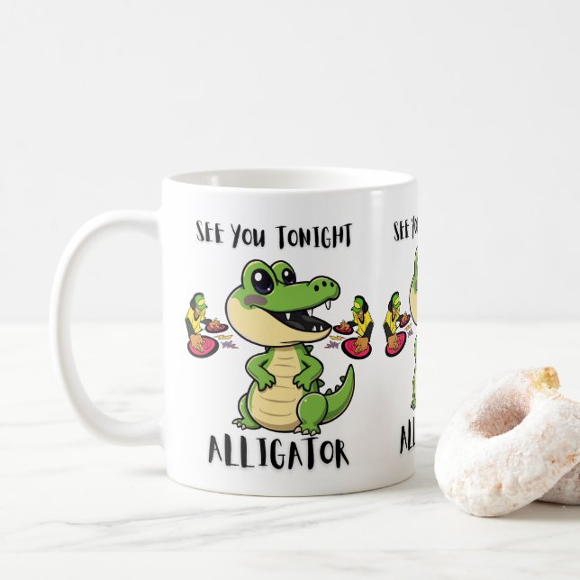 Taza De Café Animals Party Alligator (Con donut)