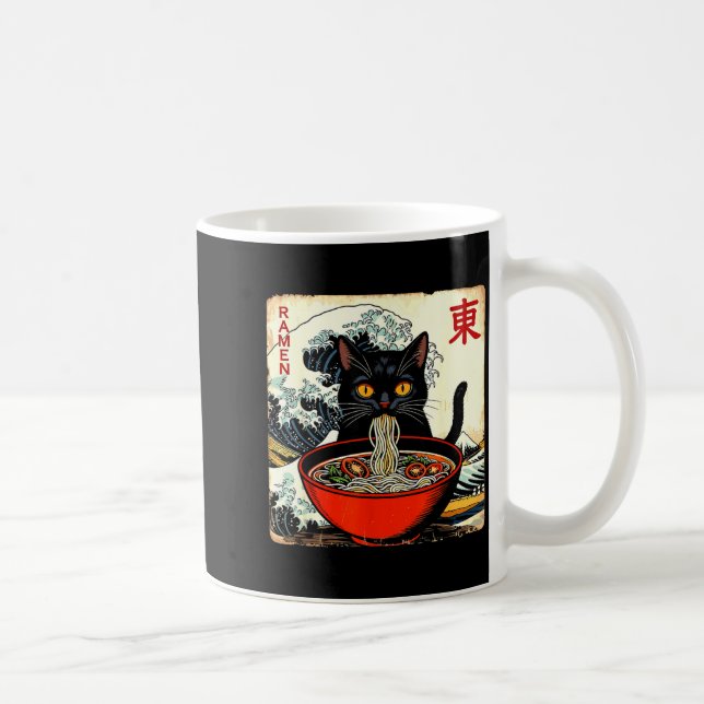 Taza De Café Anime Cat Ramen Japanese Funny Graphic Tees Kawaii (Derecha)