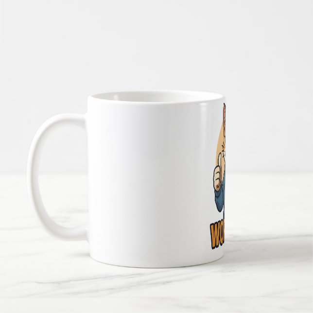 Taza De Café Anime Cat - WORK HARD Motivational Japanese style (Izquierda)