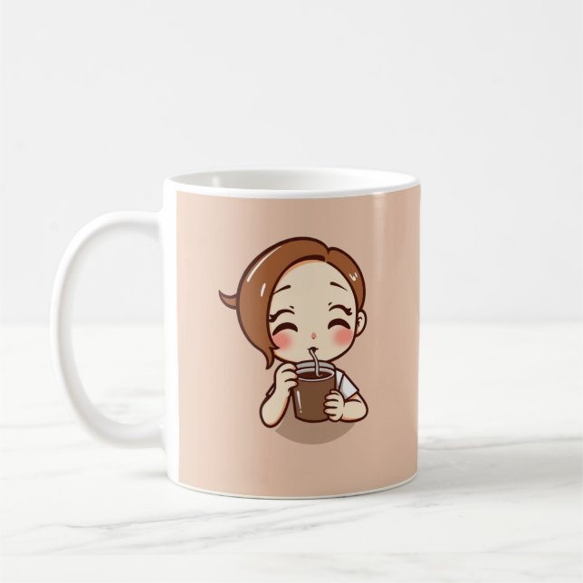 Taza De Café Anime Chibi chica con café (Izquierda)