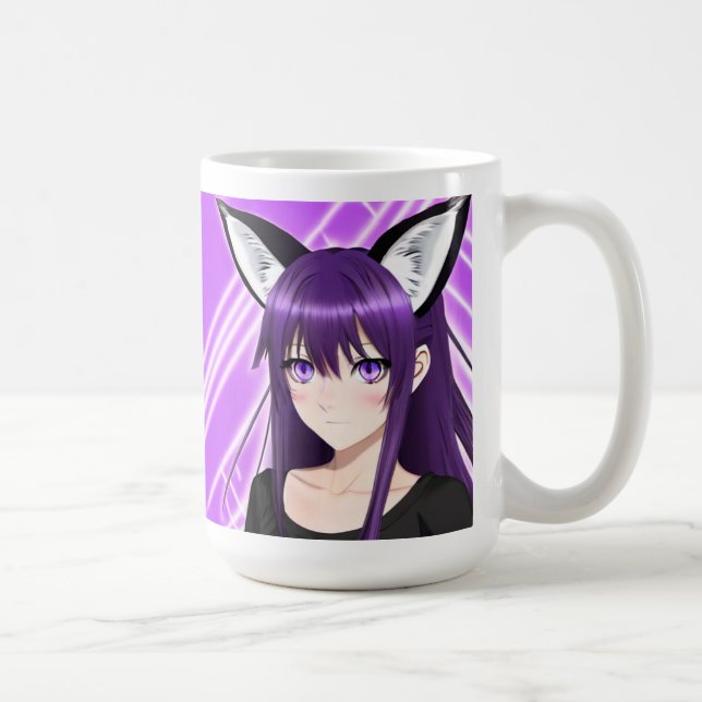Taza De Café Anime Chica con pelo morado y ojos (Derecha)