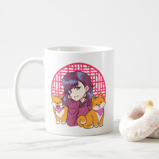 Taza De Café Anime Chica con perros