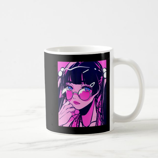 Taza De Café Anime Chica Kawaii Waifu japonés estético rosado (Derecha)