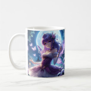 Taza De Café Anime Chica Violet Butterfly Wing Moon Fairy