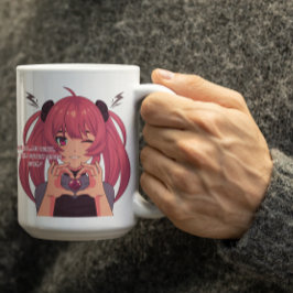 Taza De Café Anime Chica Winking & Finger Heart