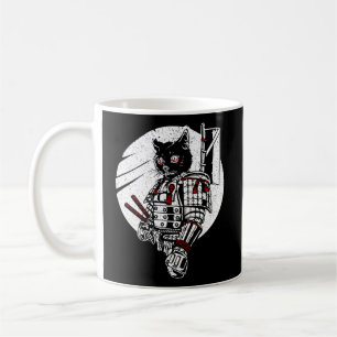 Taza De Café Anime de la lucha de gatos en Samurai
