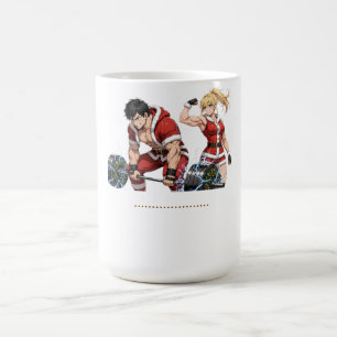 Taza De Café • Anime divertido de Navidad pareja de gimnasio