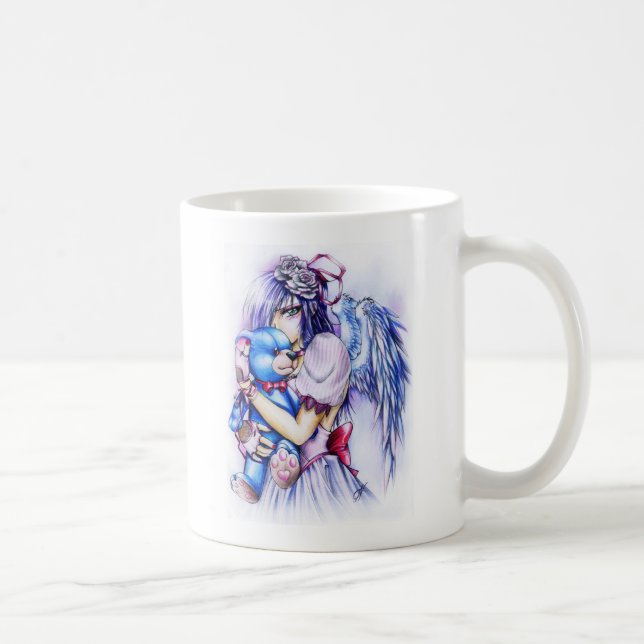 Taza De Café Anime Gótica Chica Angel Rosa Con Teddy (Derecha)