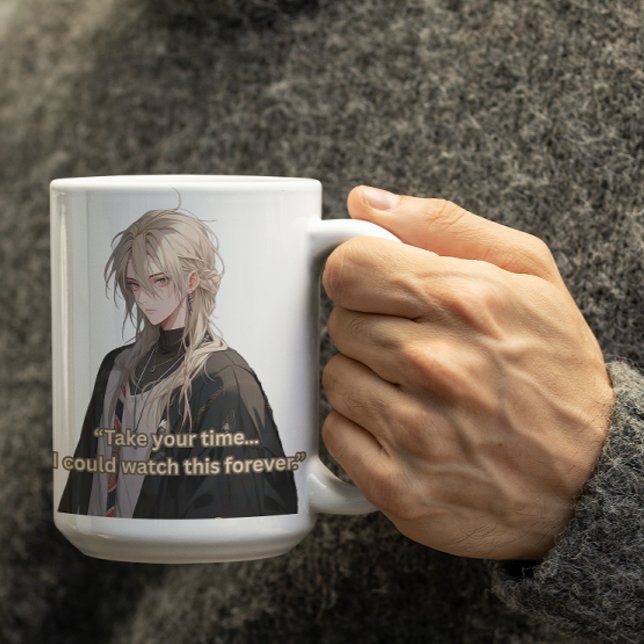 Taza De Café Anime Guy de Blonde Long Hair Bonito (Subido por el creador)