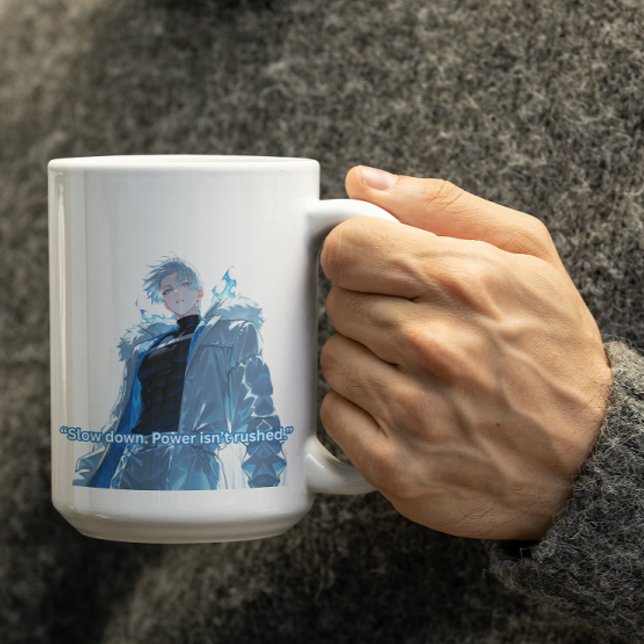 Taza De Café Anime Guy de cabello blanco potente (Subido por el creador)