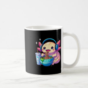 Taza De Café Anime Kawaii Axolotl Comer fideos Ramen Niños Tee