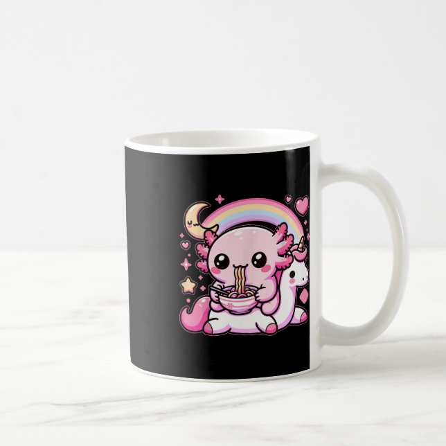Taza De Café Anime Kawaii Axolotl Comer fideos Ramen Niños Tee (Derecha)