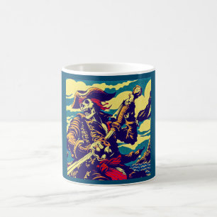 Taza De Café Anime pirata de fantasía - Woodcut 1