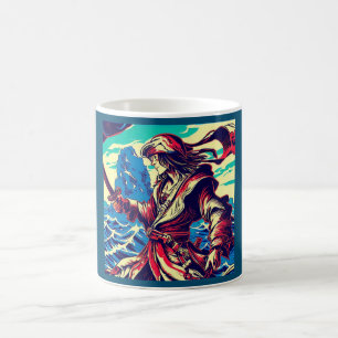 Taza De Café Anime pirata de fantasía - Woodcut 2