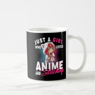 Taza De Café Anime y bosquejando sólo a un Chica que ama a Anim