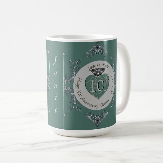 Taza De Café Aniversario 10/11/20/25/70/Boda (Anverso derecho)