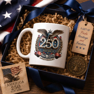 Taza De Café Aniversario 250 águila emblema 1776-2026 año EE.UU