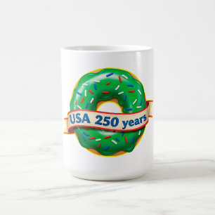 Taza De Café Aniversario 250 de Estados Unidos con donut dulce