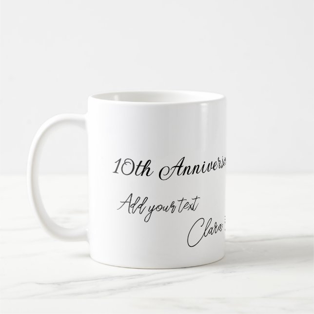Taza De Café Aniversario boda agregar nombre año imagen par de  (Izquierda)