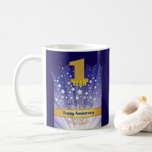 Taza De Café Aniversario de 1 año de recuperación personalizada