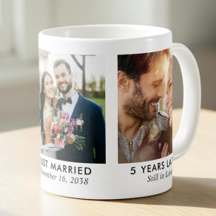 Taza De Café Aniversario de Boda 3 Fotos Línea de Tiempo