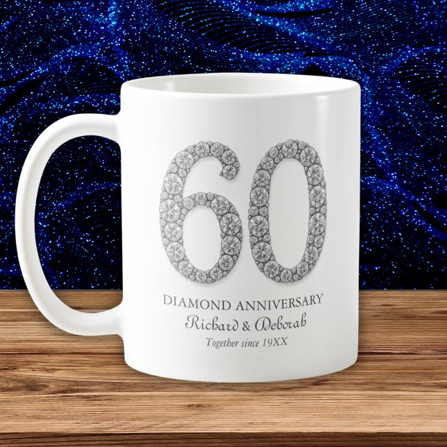 Taza De Café Aniversario de bodas de diamante 60 años (Diamond 60th Wedding Anniversary Coffee Mug
)
