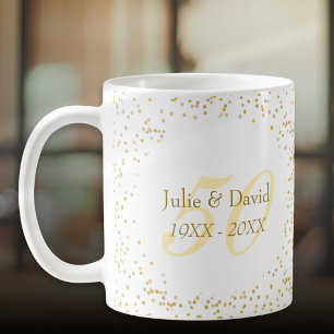 Taza De Café Aniversario de bodas de oro con confeti de polvo d