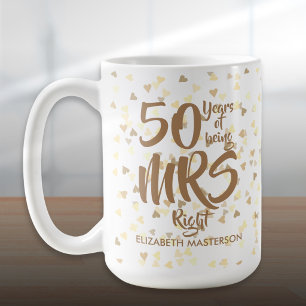 Taza De Café Aniversario de bodas de oro de 50 años de Mrs Righ