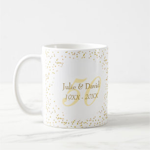 Taza De Café Aniversario de bodas de oro número 50 con confeti 