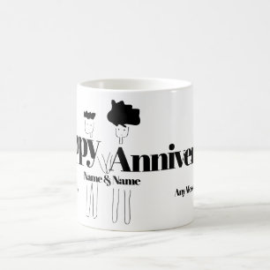 Taza De Café Aniversario de Couple Doodle