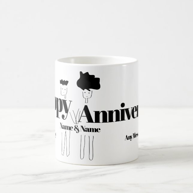 Taza De Café Aniversario de Couple Doodle (Centro)