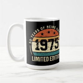 Taza De Café Aniversario de cumpleaños número 50 Retro 1975