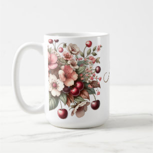 Taza De Café Aniversario de la Floral de Cerezo en Flor