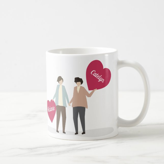 Taza De Café Aniversario de la pareja de lesbianas Personalizad (Derecha)