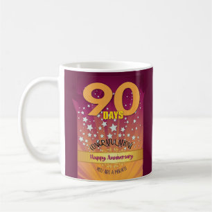 Taza De Café Aniversario de Recuperación Personalizada 90 Días