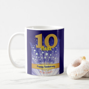 Taza De Café Aniversario de recuperación personalizada de 10 añ