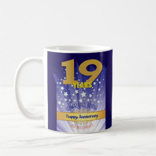 Taza De Café Aniversario de recuperación personalizada de 19 añ