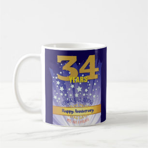 Taza De Café Aniversario de recuperación personalizada de 34 añ