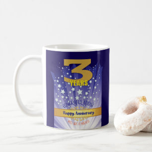 Taza De Café Aniversario de recuperación personalizada de 3 año