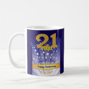 Taza De Café Aniversario de recuperación personalizado de 21 añ