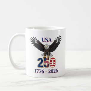 Taza De Café Aniversario del 4 de Julio 250 Años Águila Calva U